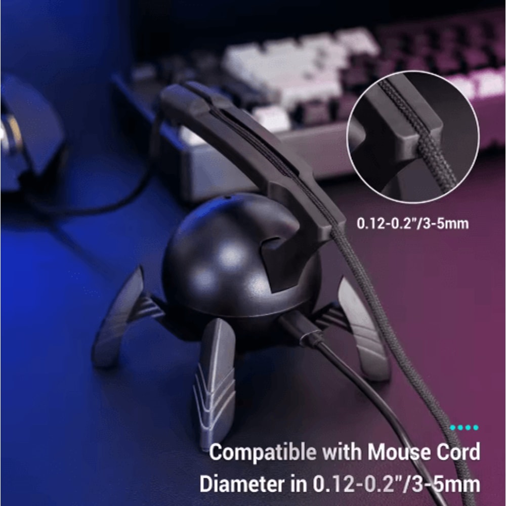 RGB Mouse Cord Holder With USB TypeC Ports AntiWinding Gaming Mouse Bungee 3