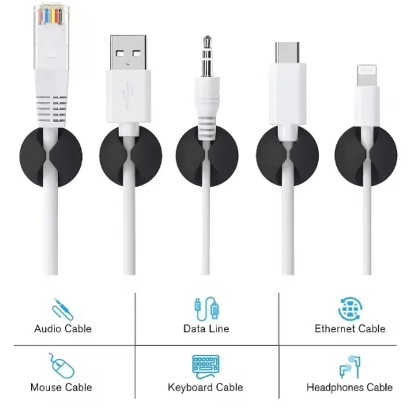 Silicone SelfAdhesive Cable Clips Phone Cord Holder Organizer 18