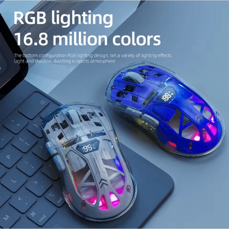A2 Transparent Digital Display RGB Bluetooth Mouse Wireless Dual Mode Connection Win Mac 0