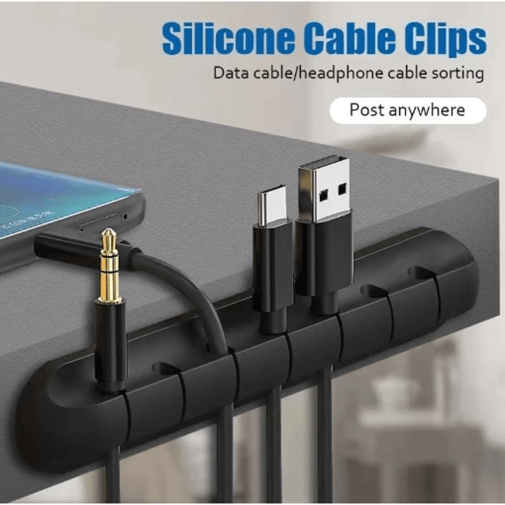 Silicone USB Cable Organizer And Desktop Cable Winder Clips 8