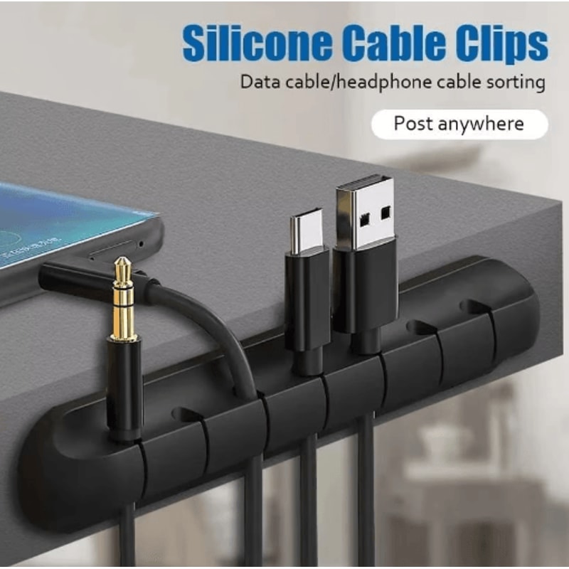 Silicone USB Cable Organizer And Desktop Cable Winder Clips 8