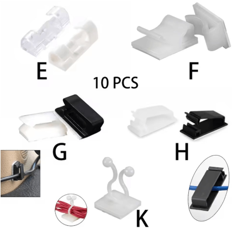 10 Pcs Charger Cable Organizer USB Winder Desktop Tidy Clips Management Wire Holder For Mouse Headp 20