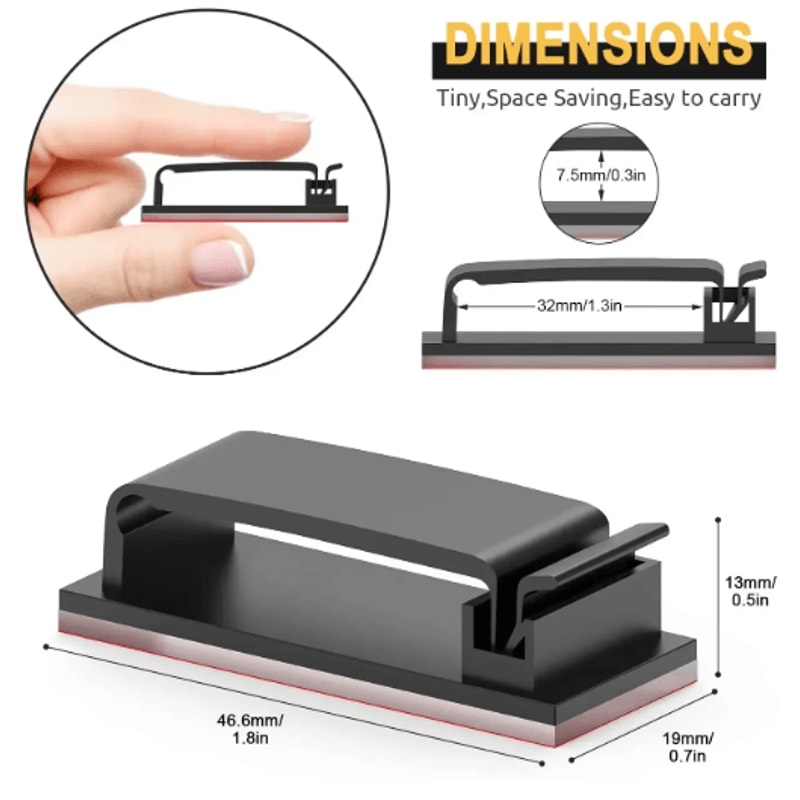 Self Adhesive Wire Organizer Cable Holder Clips For Desktop And PC Setup 18