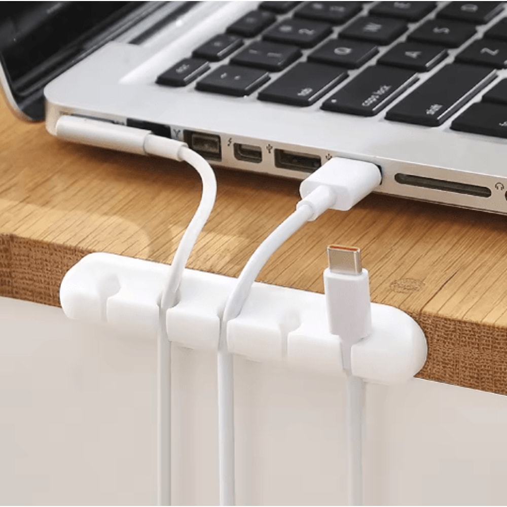 Silicone Self Adhesive Cable Holder Clips And USB Cable Winder For Desk Setup 9