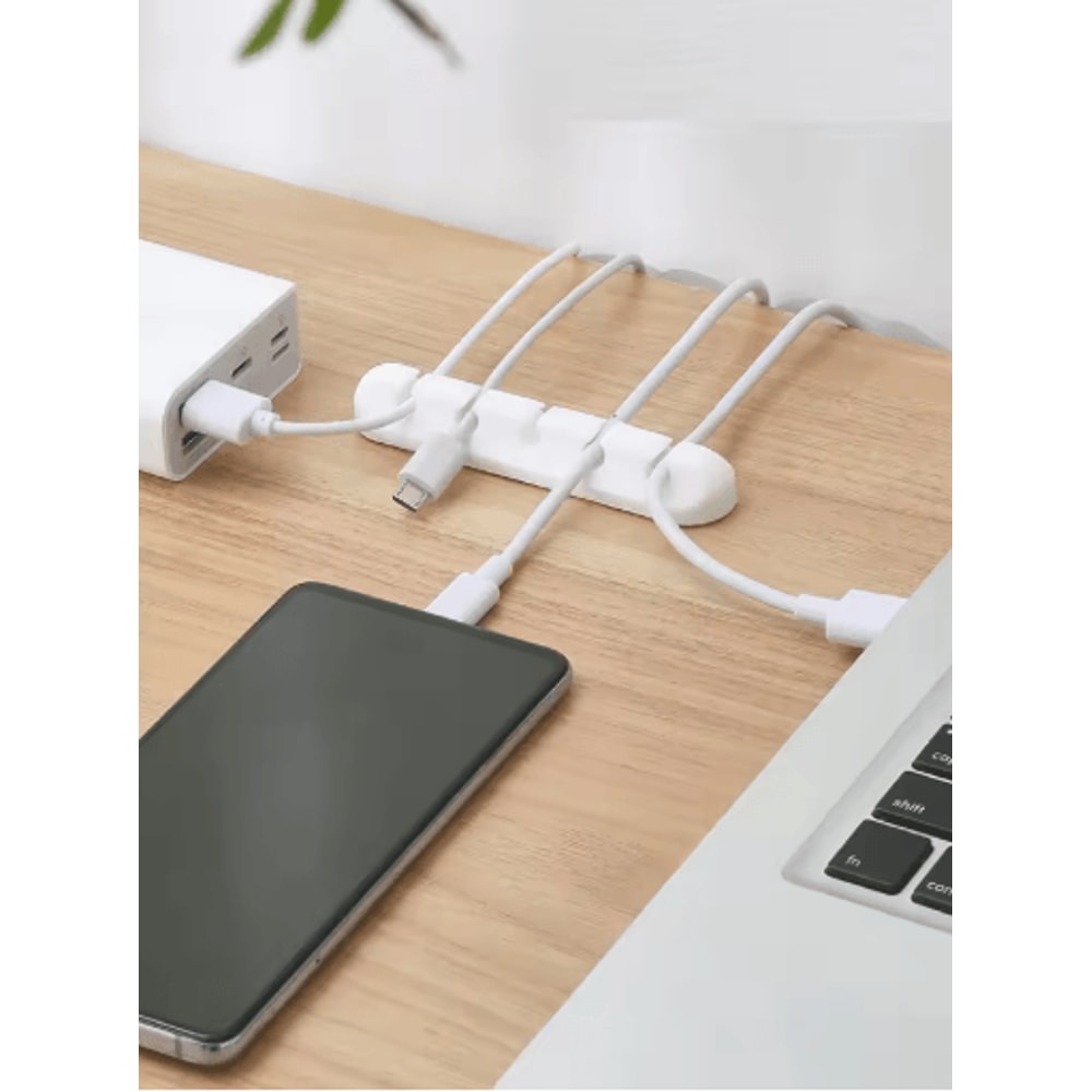 Silicone Self Adhesive Cable Holder Clips And USB Cable Winder For Desk Setup 8