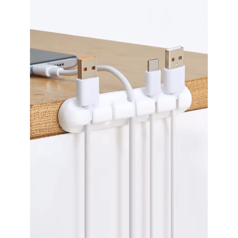 Silicone Self Adhesive Cable Holder Clips And USB Cable Winder For Desk Setup 0
