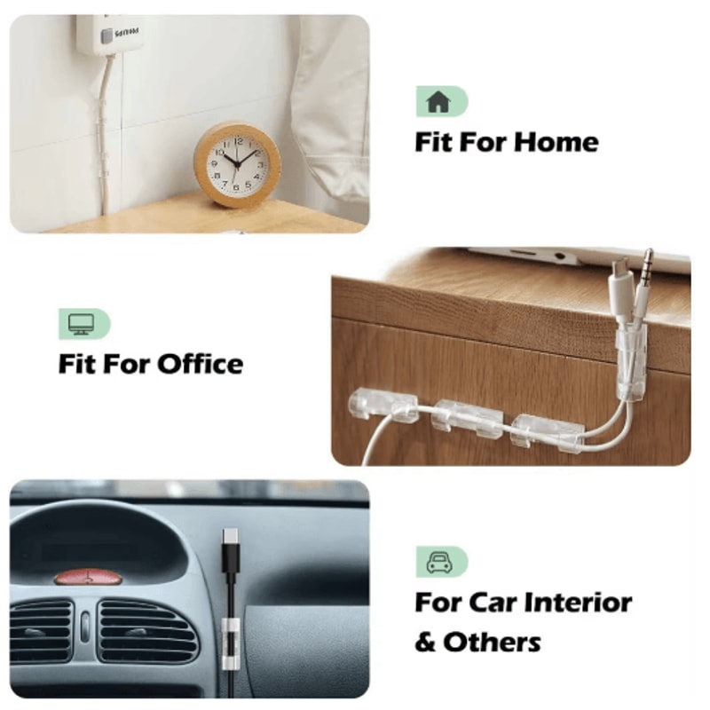 Untoom Cable Organizer Clips With USB Cable Winder For Desktop Wall Use 7