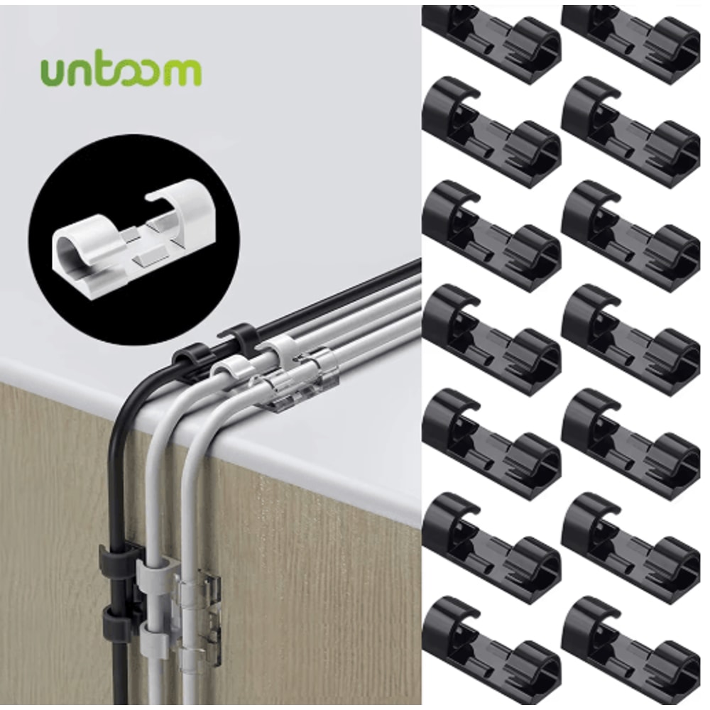 Untoom Cable Organizer Clips With USB Cable Winder For Desktop Wall Use 0
