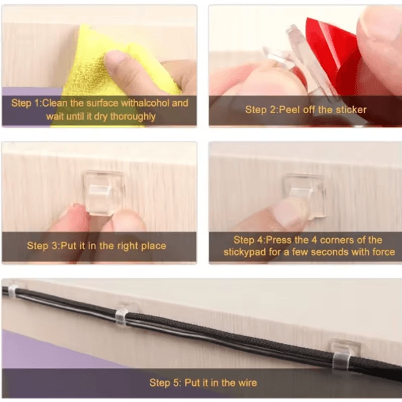 SelfAdhesive Cable Holder Clips For Home Office Car 4