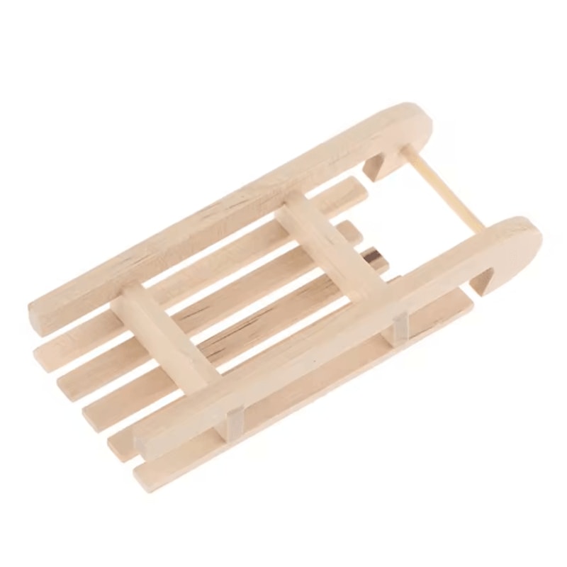 112 Mini Wooden Sleigh Gift Box Dollhouse Decoration 2