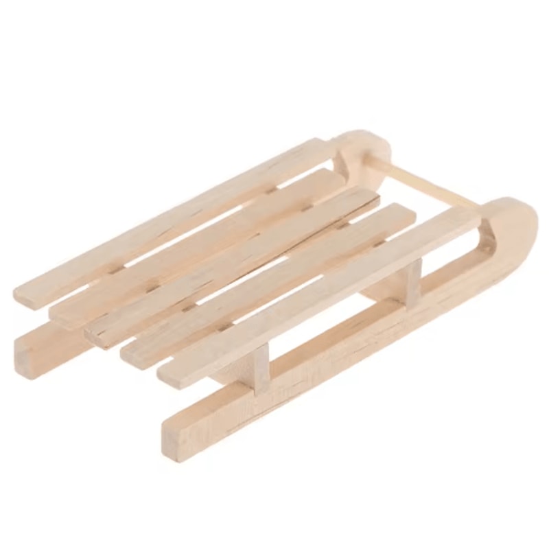 112 Mini Wooden Sleigh Gift Box Dollhouse Decoration 3