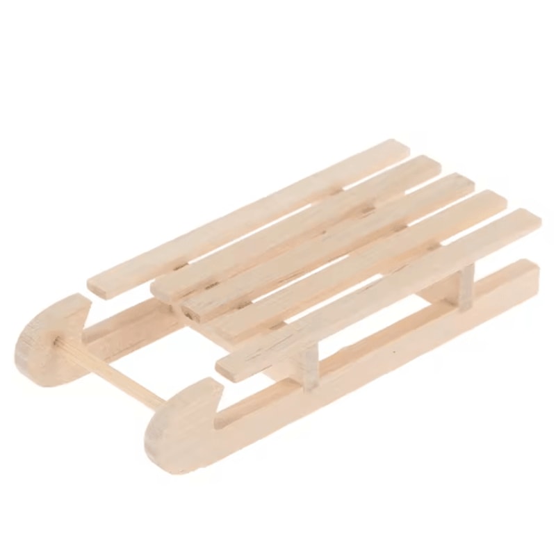 112 Mini Wooden Sleigh Gift Box Dollhouse Decoration 5