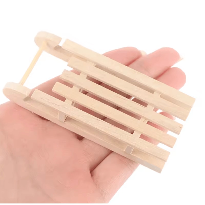 112 Mini Wooden Sleigh Gift Box Dollhouse Decoration 0