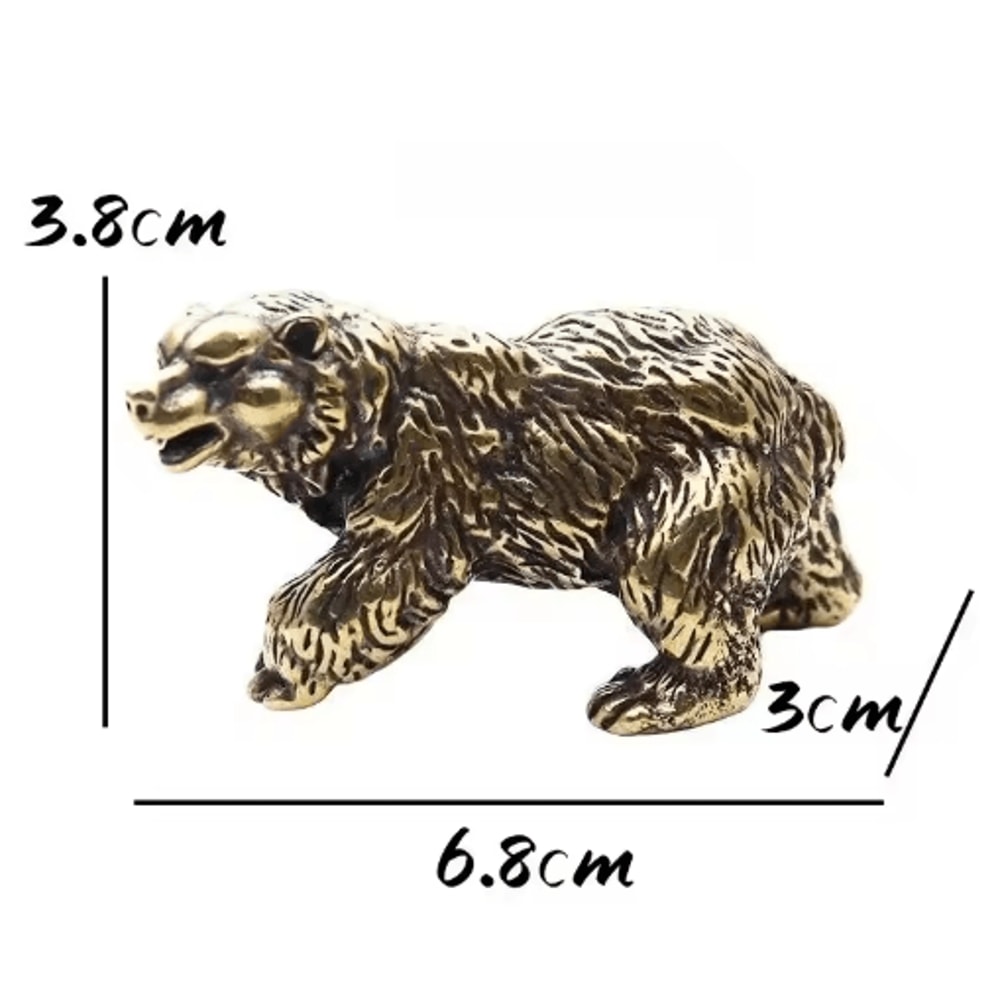 Vintage Copper Brown Bear Solid Brass Desk Statue 2