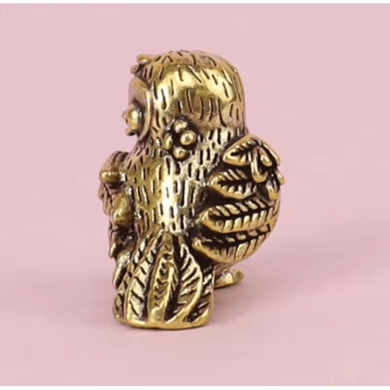 Retro Brass Owl Mini Figurine Desk Ornament 2