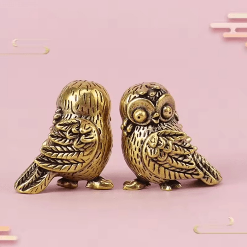 Retro Brass Owl Mini Figurine Desk Ornament 4
