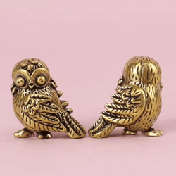 retro brass owl mini figurine desk ornament