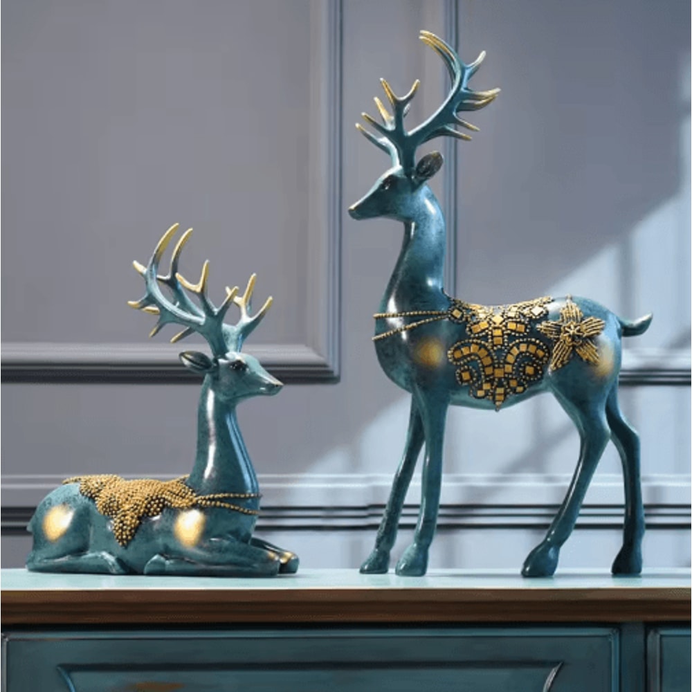 Nordic Deer Head Resin Sculpture Modern Home Decor 0