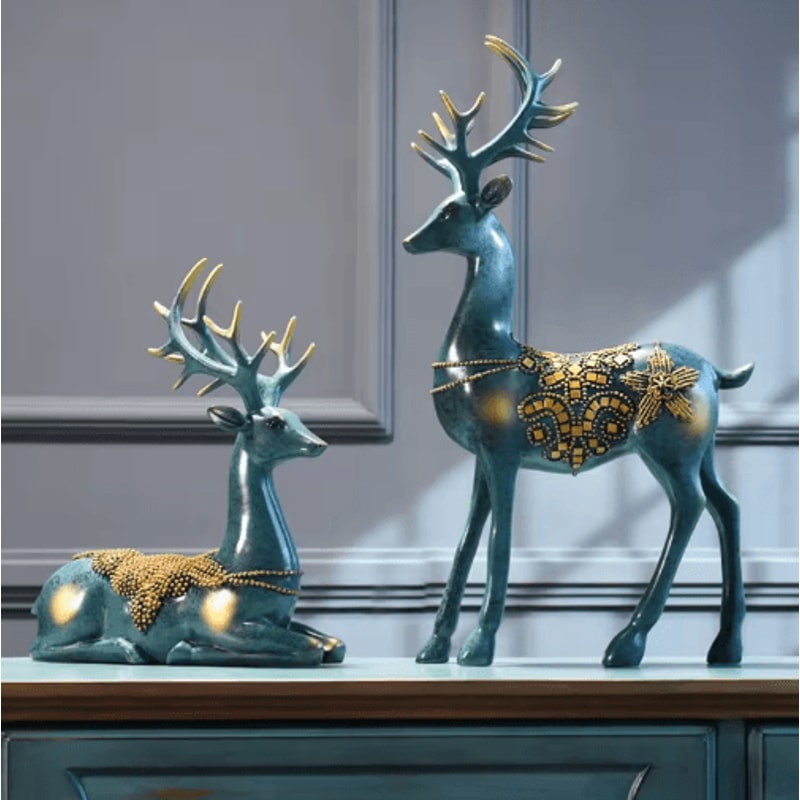 Nordic Deer Head Resin Sculpture Modern Home Decor 0
