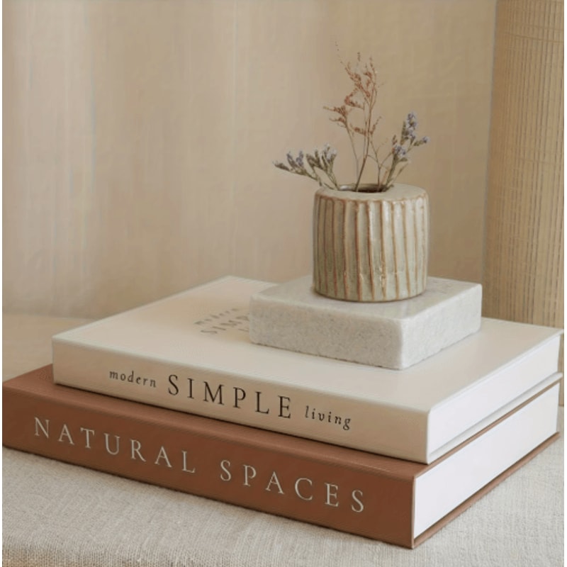 2Piece Bohemian Faux Book Decorative Stack Set 0