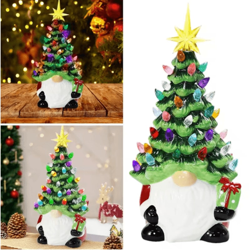 Christmas Gnome Lighted Tree Tabletop Ornament 1