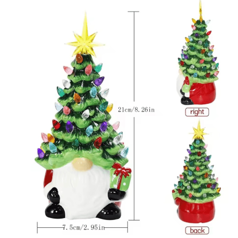 Christmas Gnome Lighted Tree Tabletop Ornament 2