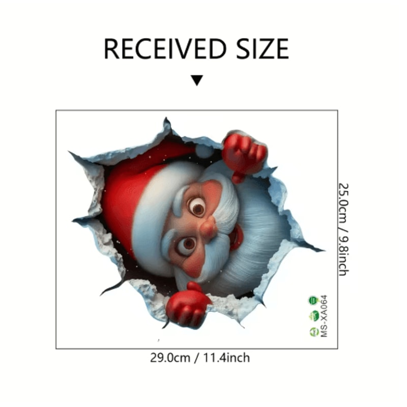 3D PopUp Santa Claus Wall Decal With Breaking Wall Effect 3