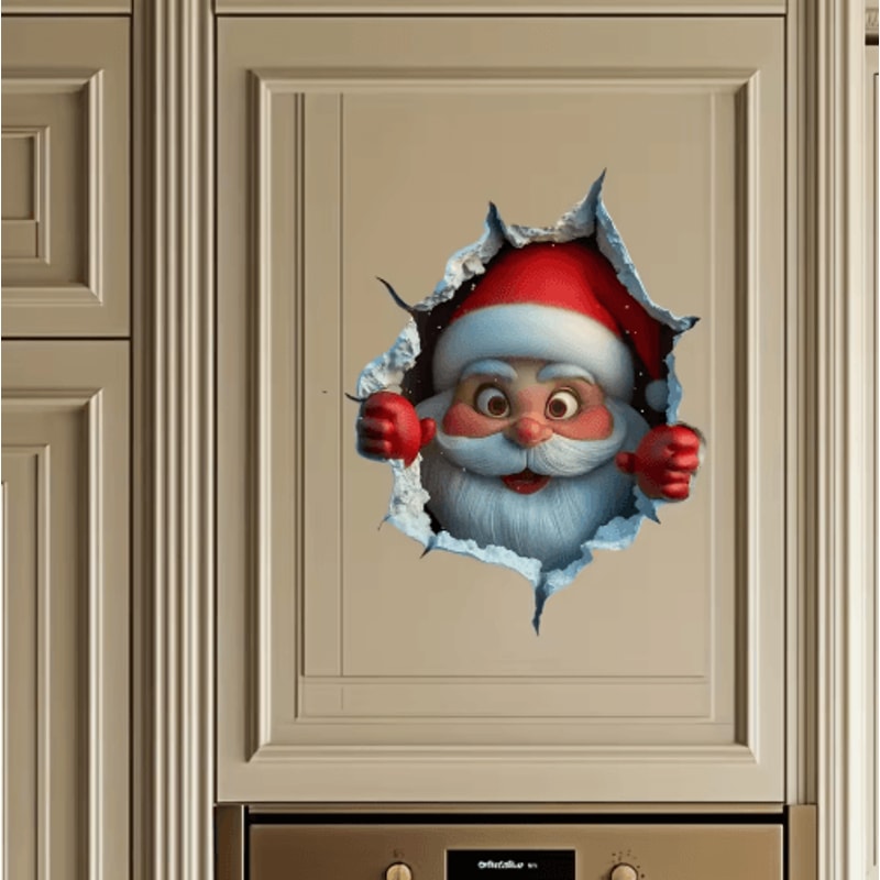 3D PopUp Santa Claus Wall Decal With Breaking Wall Effect 0