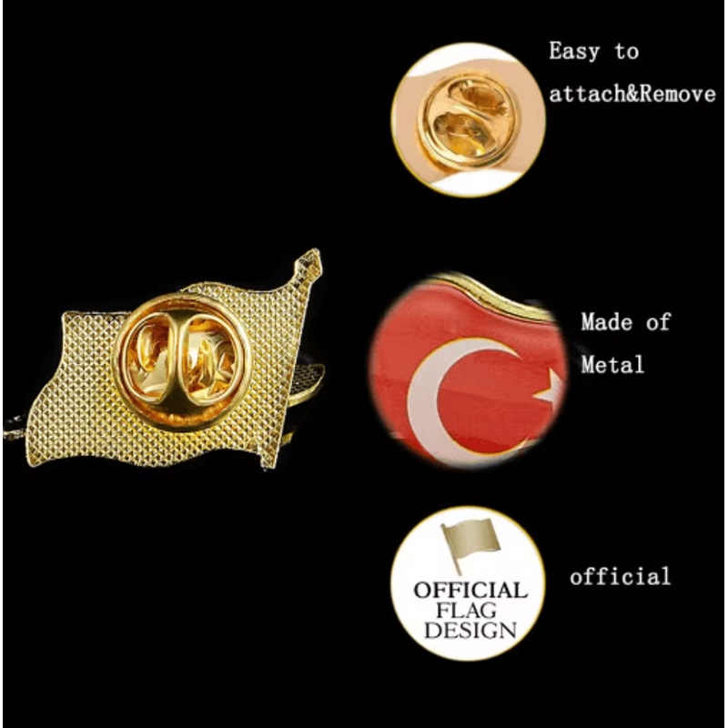 Turkey National Flag Enamel Lapel Pin Retro Badge 3