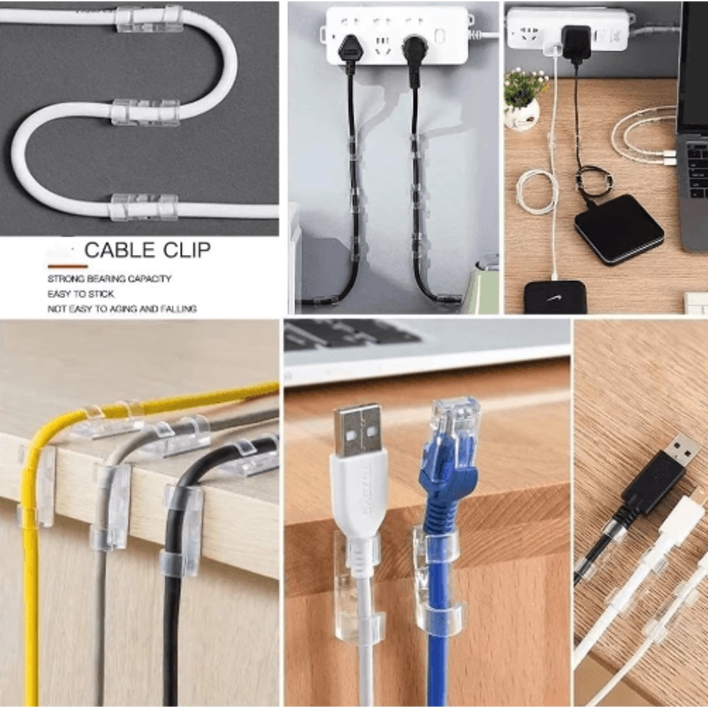 SelfAdhesive Cable Organizer Clips For Desktop And Wall Use 14