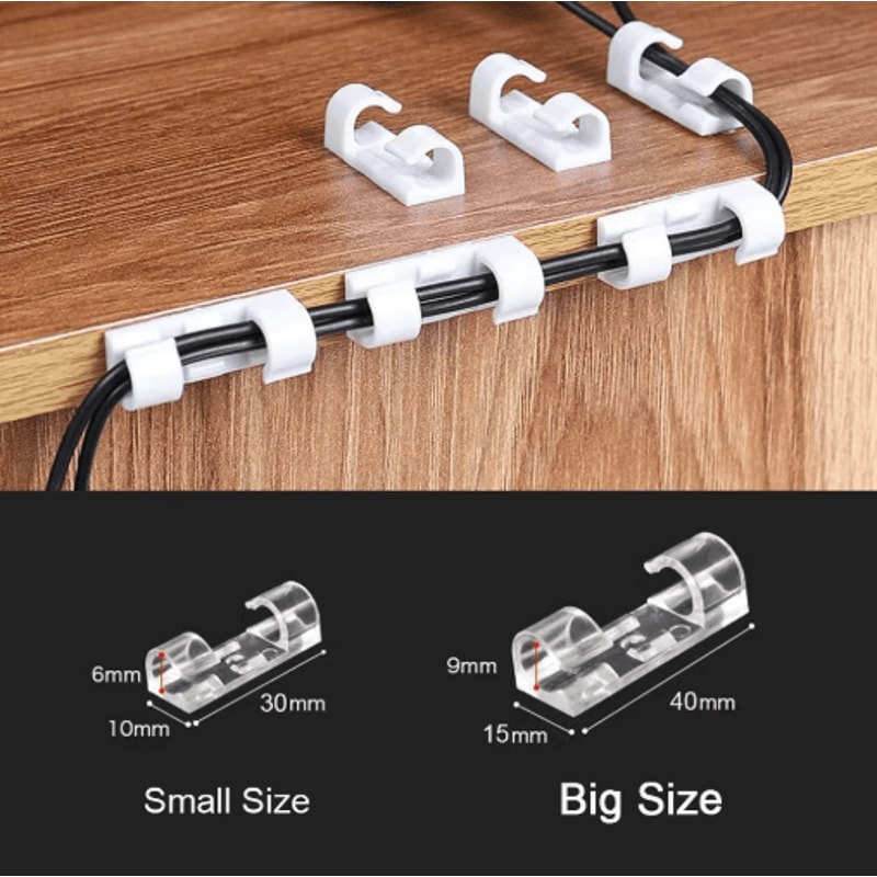 SelfAdhesive Cable Organizer Clips For Desktop And Wall Use 0
