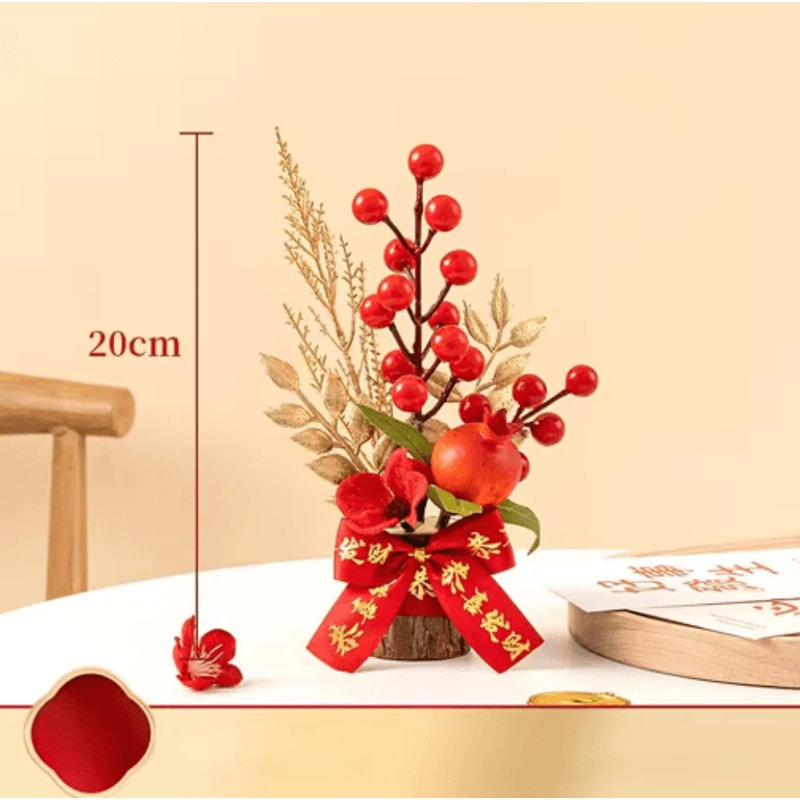 Chinese Artificial Red Berry Plant Pot For Good Luck Decor 2