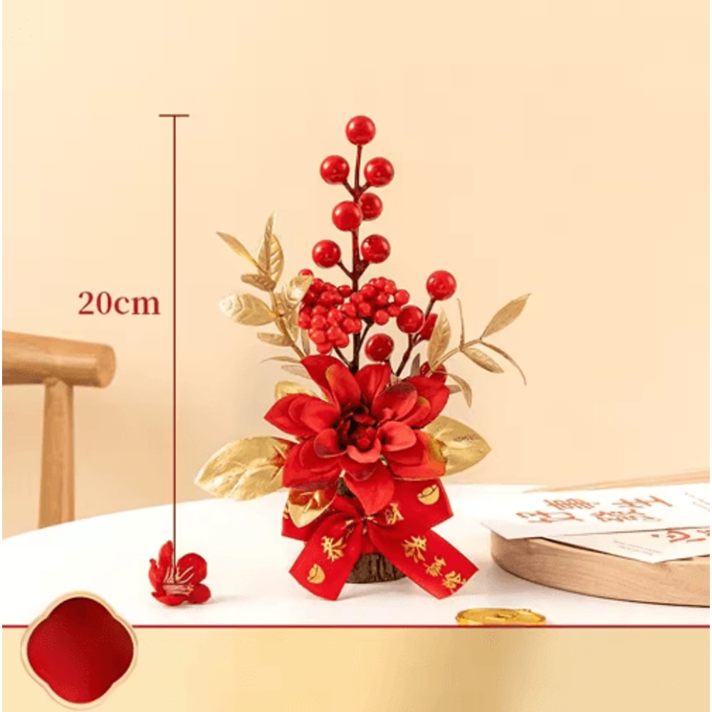 Chinese Artificial Red Berry Plant Pot For Good Luck Decor 3