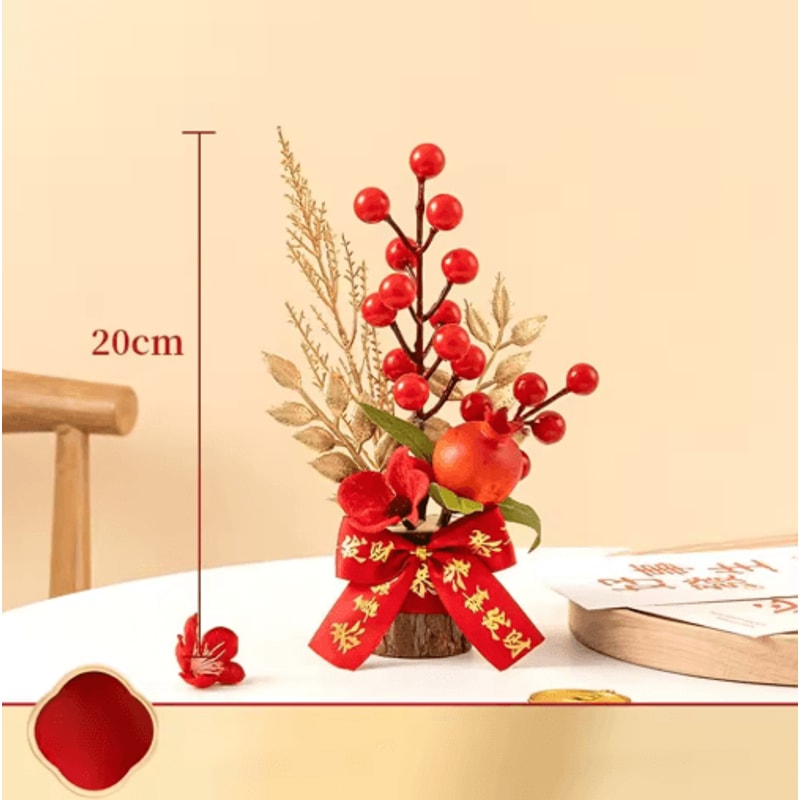 Chinese Artificial Red Berry Plant Pot For Good Luck Decor 5