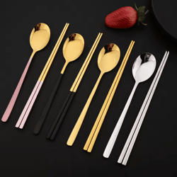 304 stainless steel korean chopsticks & spoon cutlery set (10pcs)