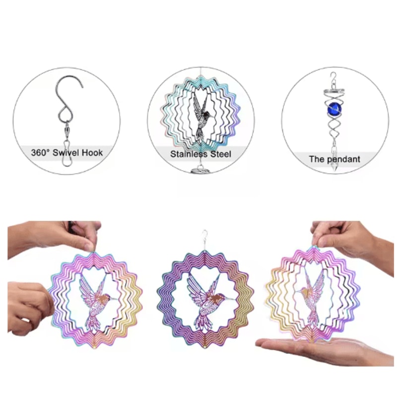 3D Crystal Hummingbird Wind Chimes Sun Catcher Pendant 3