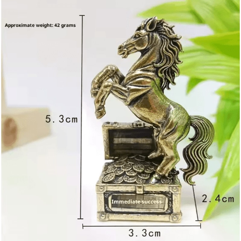 Brass Zodiac Horse Feng Shui Mini Statue For Home Office Decor 1