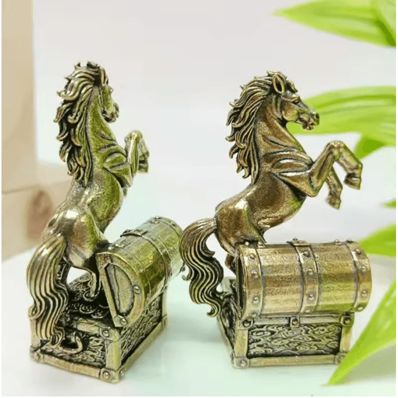 Brass Zodiac Horse Feng Shui Mini Statue For Home Office Decor 2