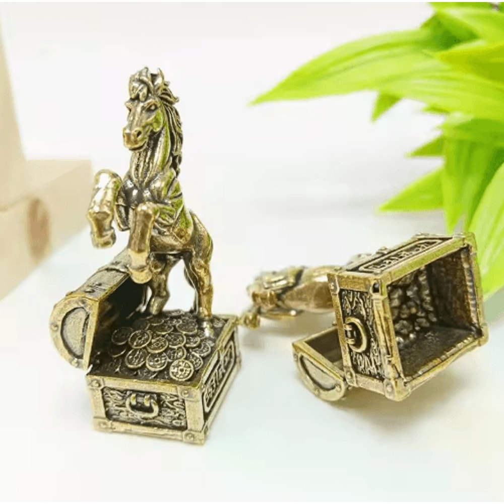 Brass Zodiac Horse Feng Shui Mini Statue For Home Office Decor 3