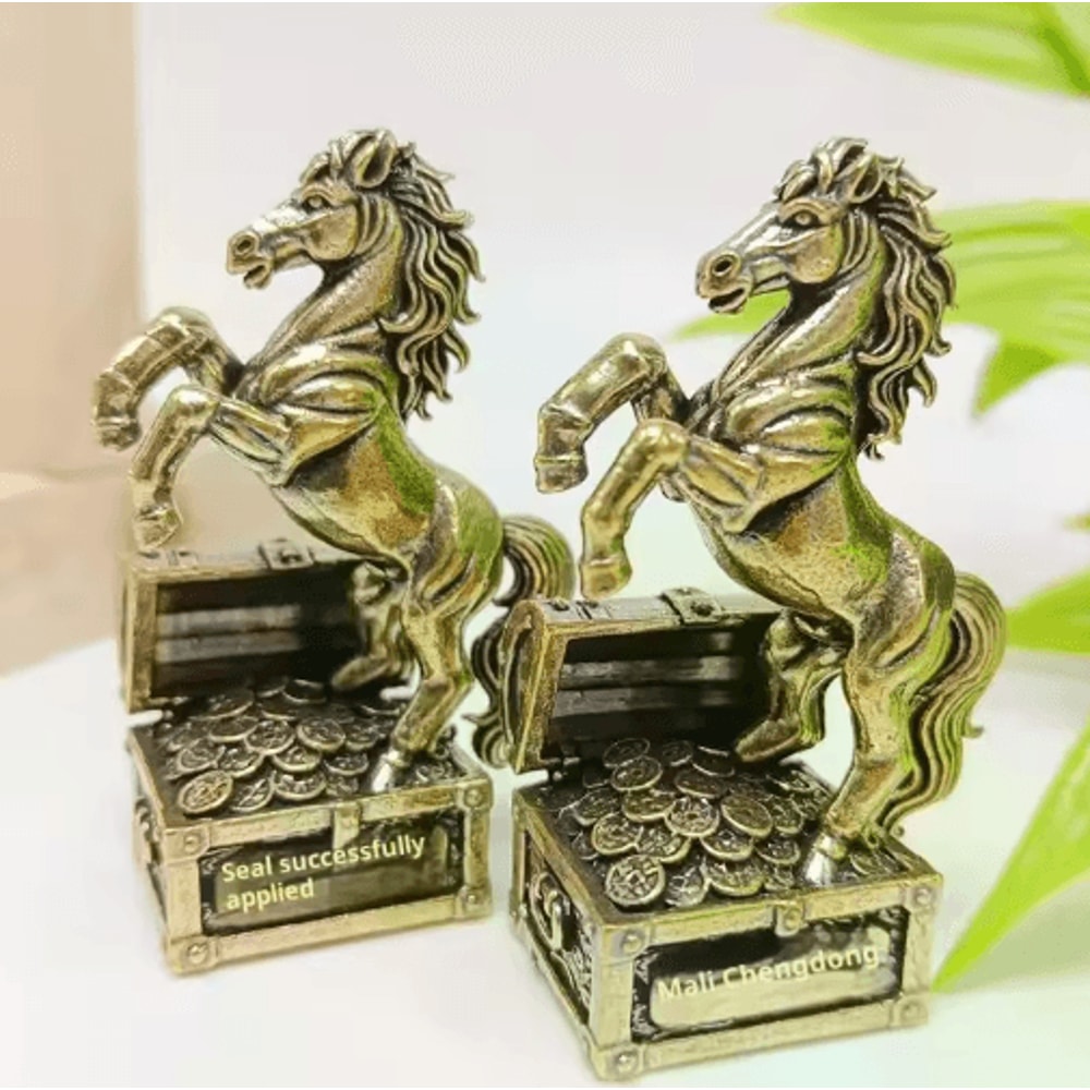 Brass Zodiac Horse Feng Shui Mini Statue For Home Office Decor 4
