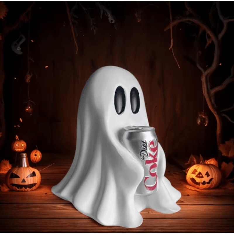 Cute Halloween Ghost Holding Coke Tabletop Statue Decor 4
