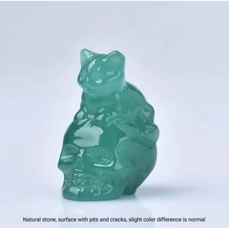 CUPIDCRYSTAL HandCarved Crystal Skull Cat Figurine 2