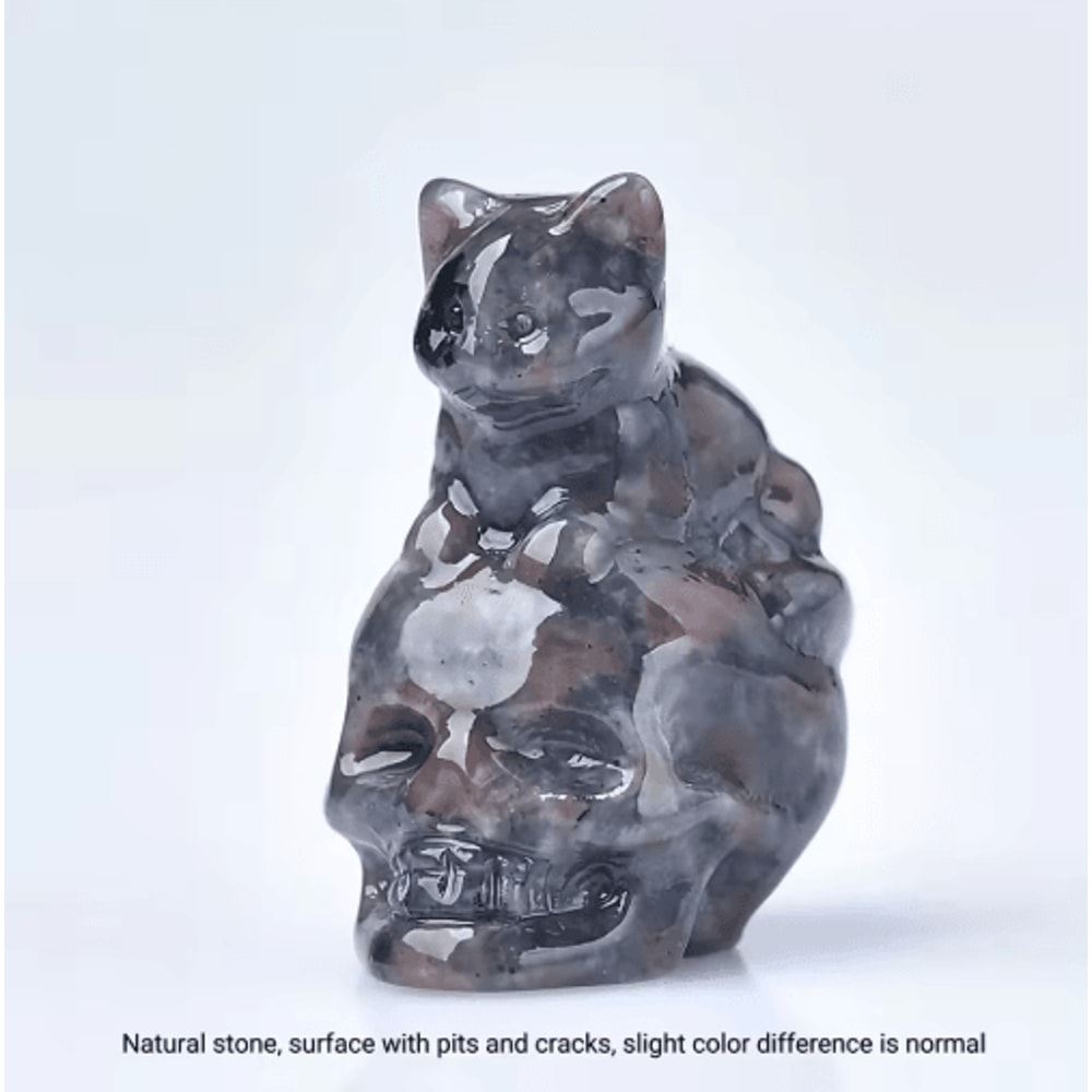 CUPIDCRYSTAL HandCarved Crystal Skull Cat Figurine 5