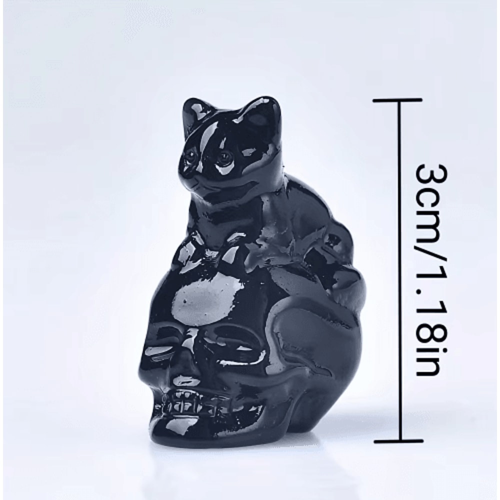 CUPIDCRYSTAL HandCarved Crystal Skull Cat Figurine 9