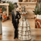 Halloween Skeleton Couple Statue In Vintage Wedding Dress Style 1