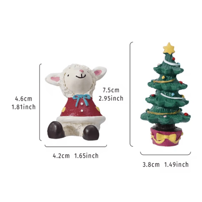 Cute Christmas Lamb Tree Resin Decor Set For Festive Homes 1