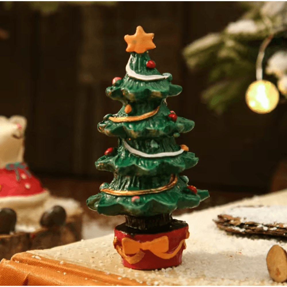 Cute Christmas Lamb Tree Resin Decor Set For Festive Homes 3