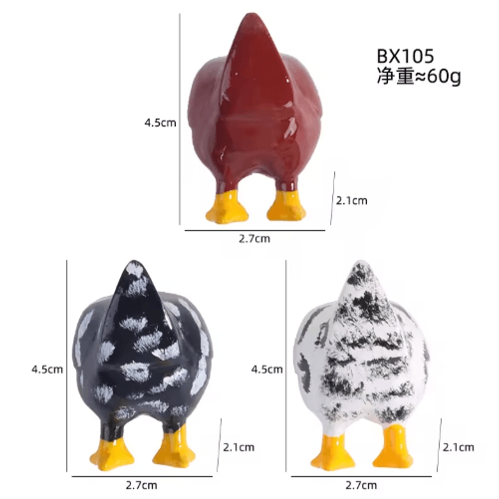 Funny Chicken Butt Resin Fridge Magnets 3Piece Decorative Set 2