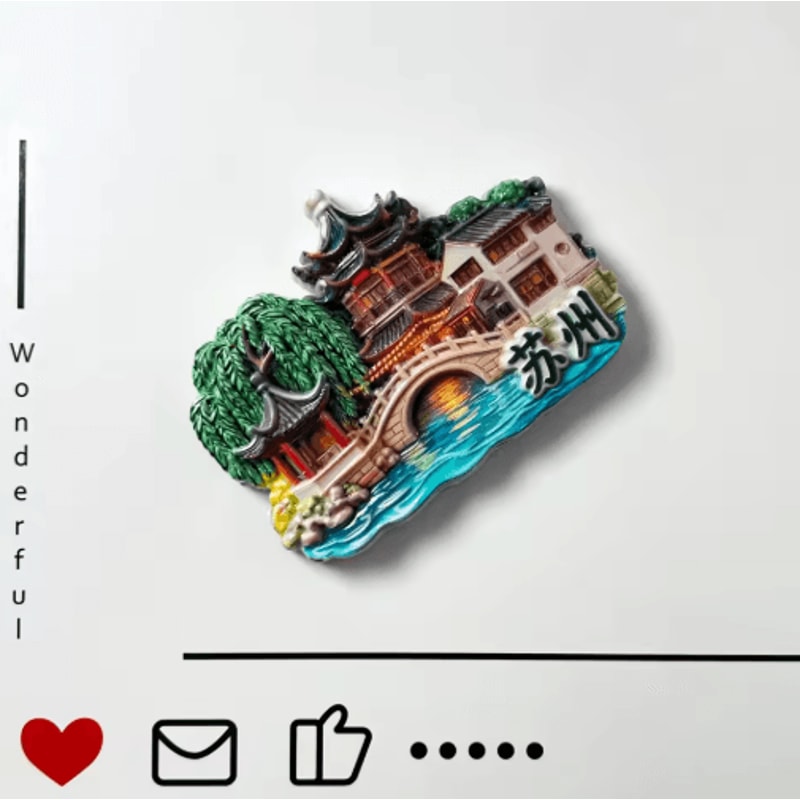 Suzhou Gardens Moon Tower Relief Landscape Home Decor Souvenir 5