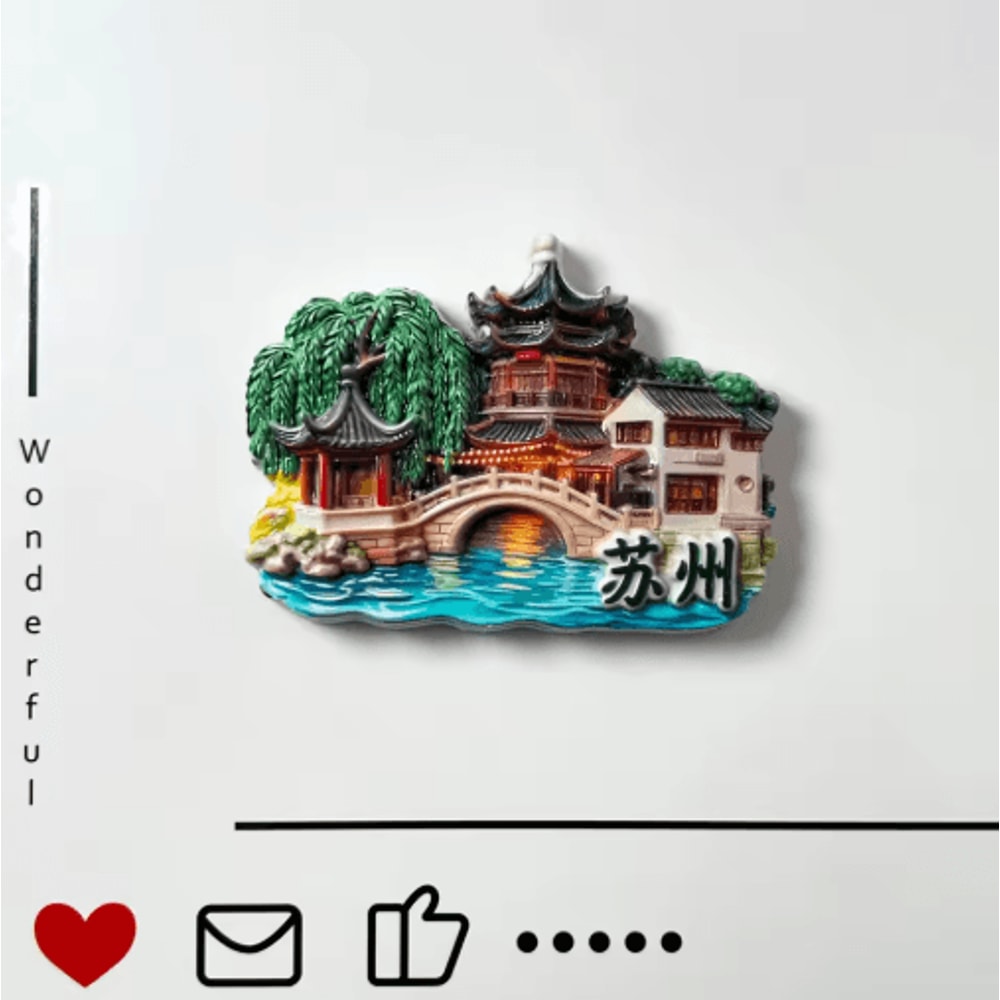Suzhou Gardens Moon Tower Relief Landscape Home Decor Souvenir 0